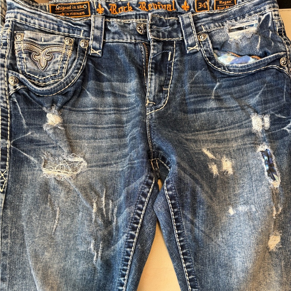 Rock Revival Blue Distressed Denim